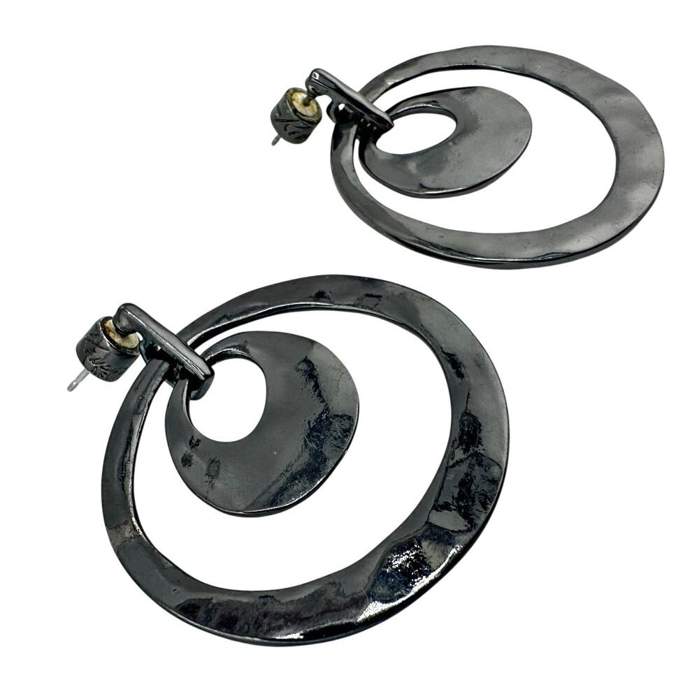 Kenneth Cole New York Modern Minimalist Gunmetal Rings Dangle 1.5" Earrings